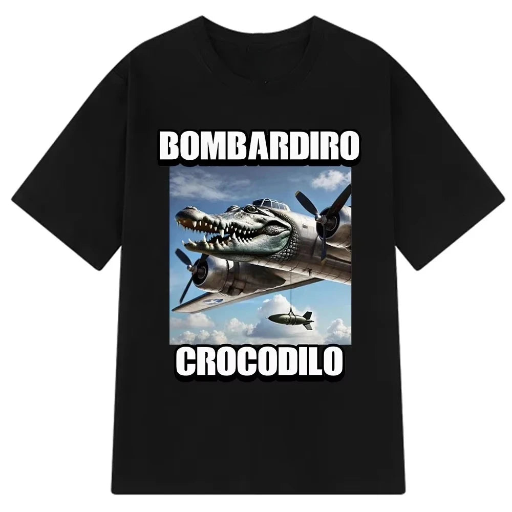Tralalero Tralala x Tung Tung Sahur Meme T-Shirt β Funny Italian Brainrot Crocodilo Tee | Unisex Loose Fit Viral Internet Shirt