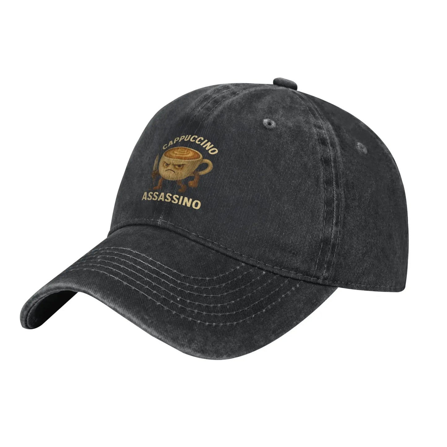 CAPPUCCINO ASSASSINO -Vintage Distressed Baseball Cap β Washed Snapback Dad Hat | Outdoor Running, Golf & Memecore Streetwear Gift