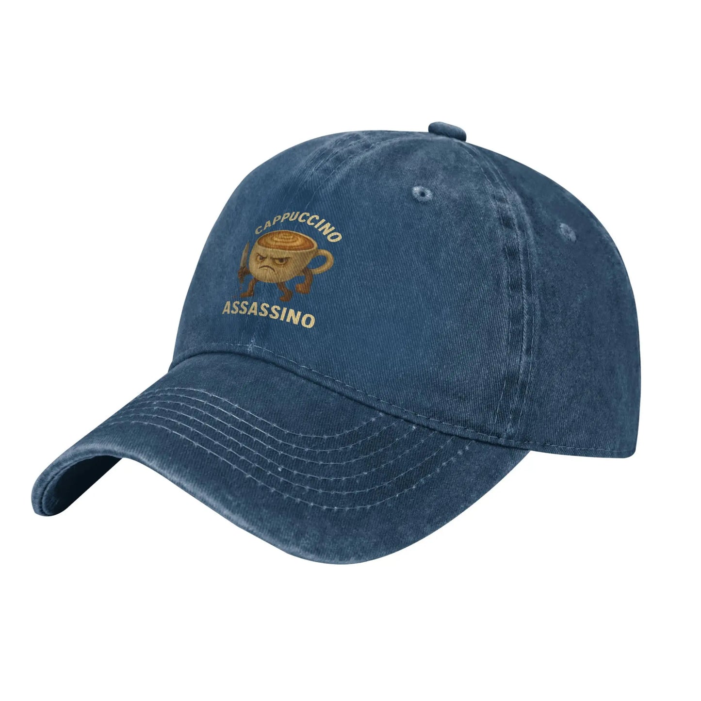 CAPPUCCINO ASSASSINO -Vintage Distressed Baseball Cap β Washed Snapback Dad Hat | Outdoor Running, Golf & Memecore Streetwear Gift