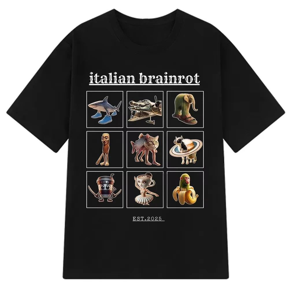 Tralalero Tralala x Tung Tung Sahur Meme T-Shirt β Funny Italian Brainrot Crocodilo Tee | Unisex Loose Fit Viral Internet Shirt