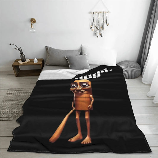 Tung Tung Tung Sahur Meme Blanket – Funny Italian Brainrot Throw | Lightweight Knitted Flannel Bedspread for Couch & Bed