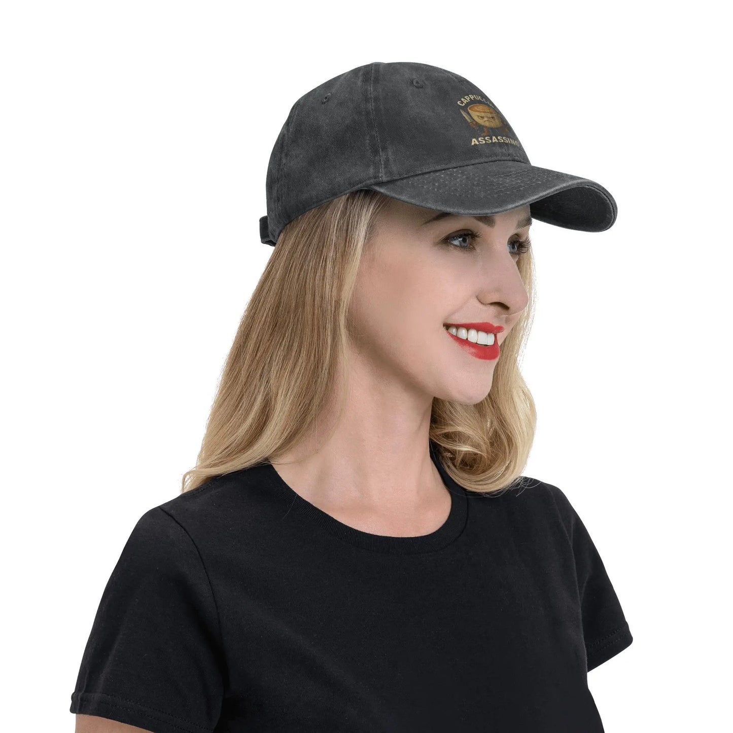 CAPPUCCINO ASSASSINO -Vintage Distressed Baseball Cap – Washed Snapback Dad Hat | Outdoor Running, Golf & Memecore Streetwear Gift