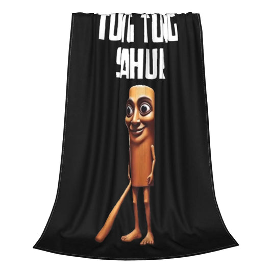 Tung Tung Tung Sahur Meme Blanket – Funny Italian Brainrot Throw | Lightweight Knitted Flannel Bedspread for Couch & Bed