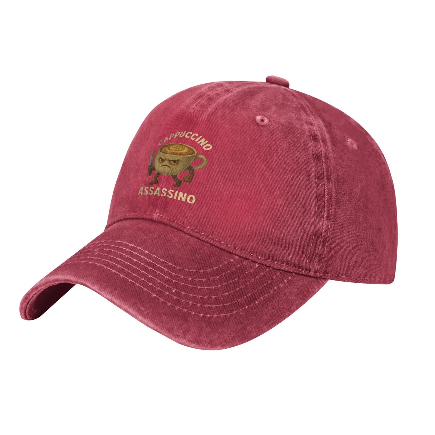 CAPPUCCINO ASSASSINO -Vintage Distressed Baseball Cap – Washed Snapback Dad Hat | Outdoor Running, Golf & Memecore Streetwear Gift