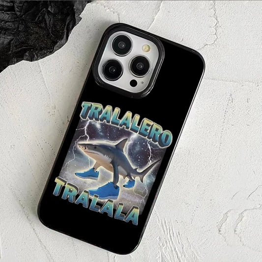 Tralalero Tralala Funny Shark Phone Case – Italian Brainrot Meme Cover for iPhone 11–16 Series | Soft Black Protective Case